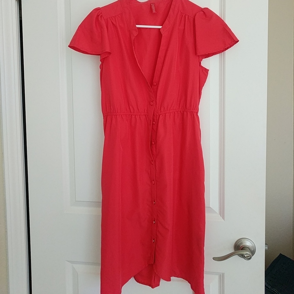 Red buttondown dress